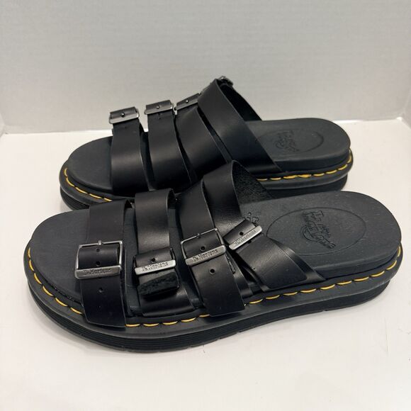 New DR. MARTENS "Tate" Black Leather 4-Strap Sandals Mens 10 Womens 11.5 w/o Box - Picture 3 of 12